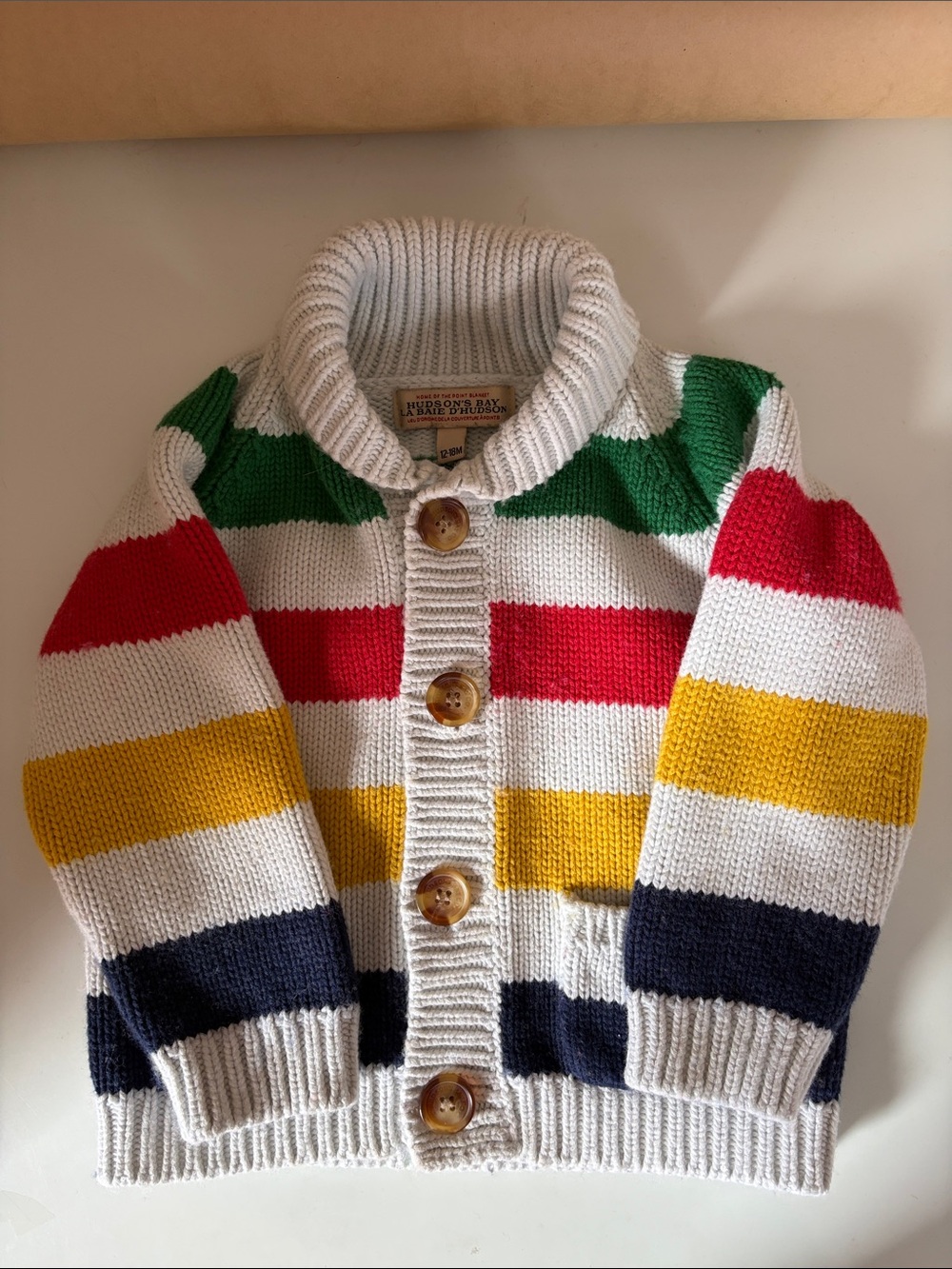 Hudson’s Bay classic stripe cardigan sweater size 12-18 months